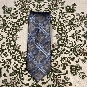 Perry Ellis Porfolio Gray and Blue Plaid Men's Tie